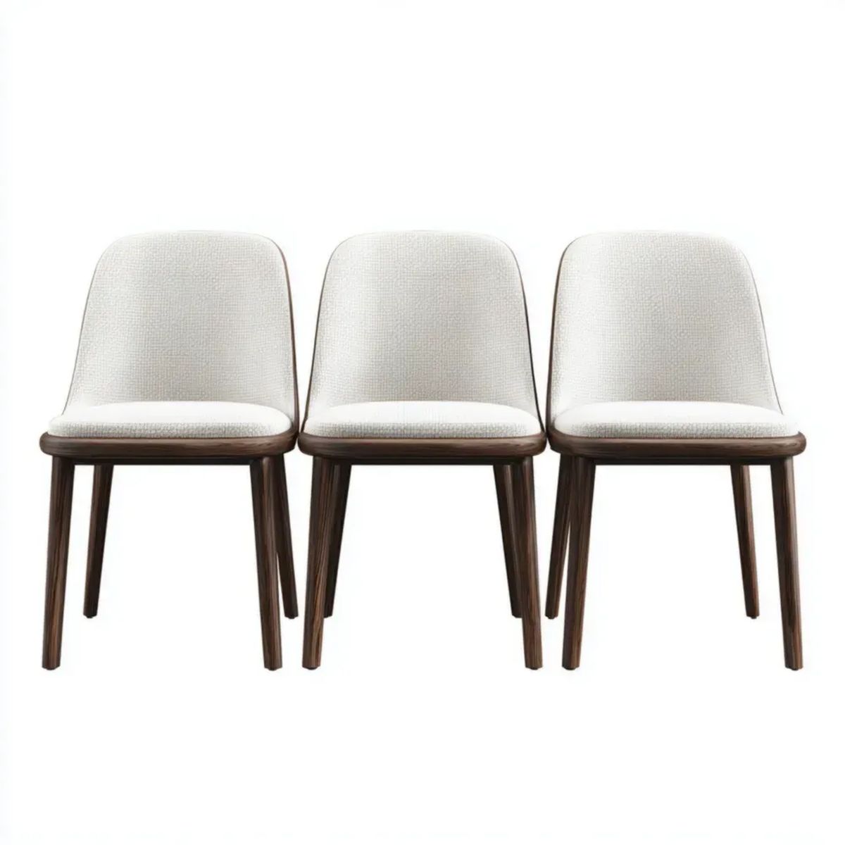 Zestaw 3 drewnianych krzeseł do jadalni z kremową tapicerką, 48 x 55 x 82 cm