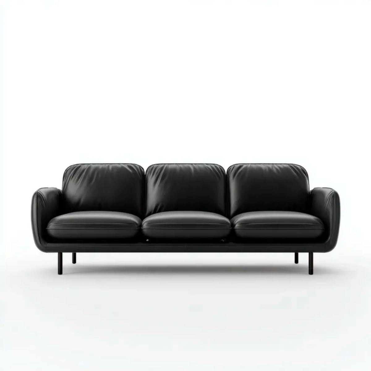Czarna trzyosobowa sofa ze skóry syntetycznej, 200 × 85 × 82 cm