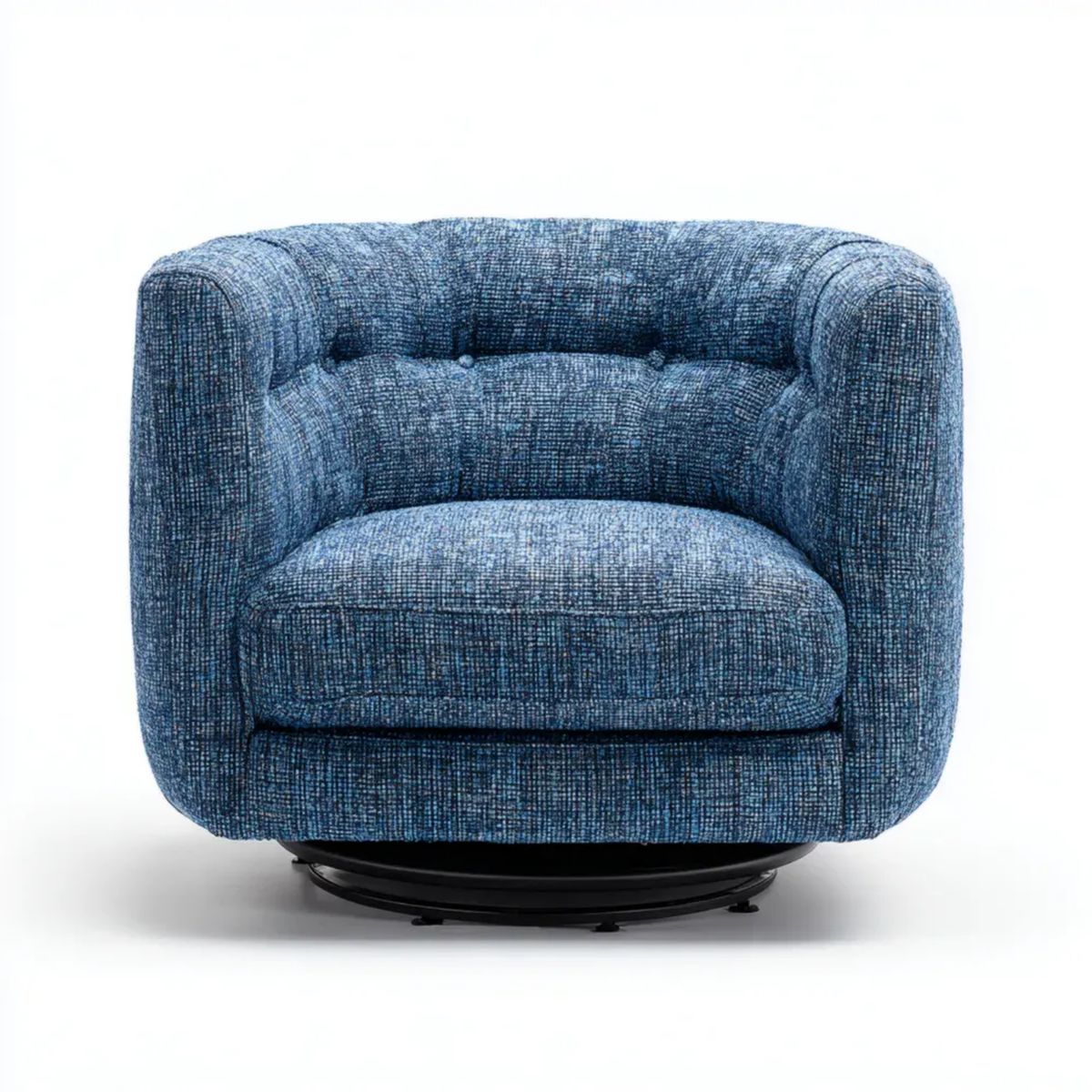 Granatowy fotel obrotowy z tkaniny poliestrowej 82 × 80 × 74 cm