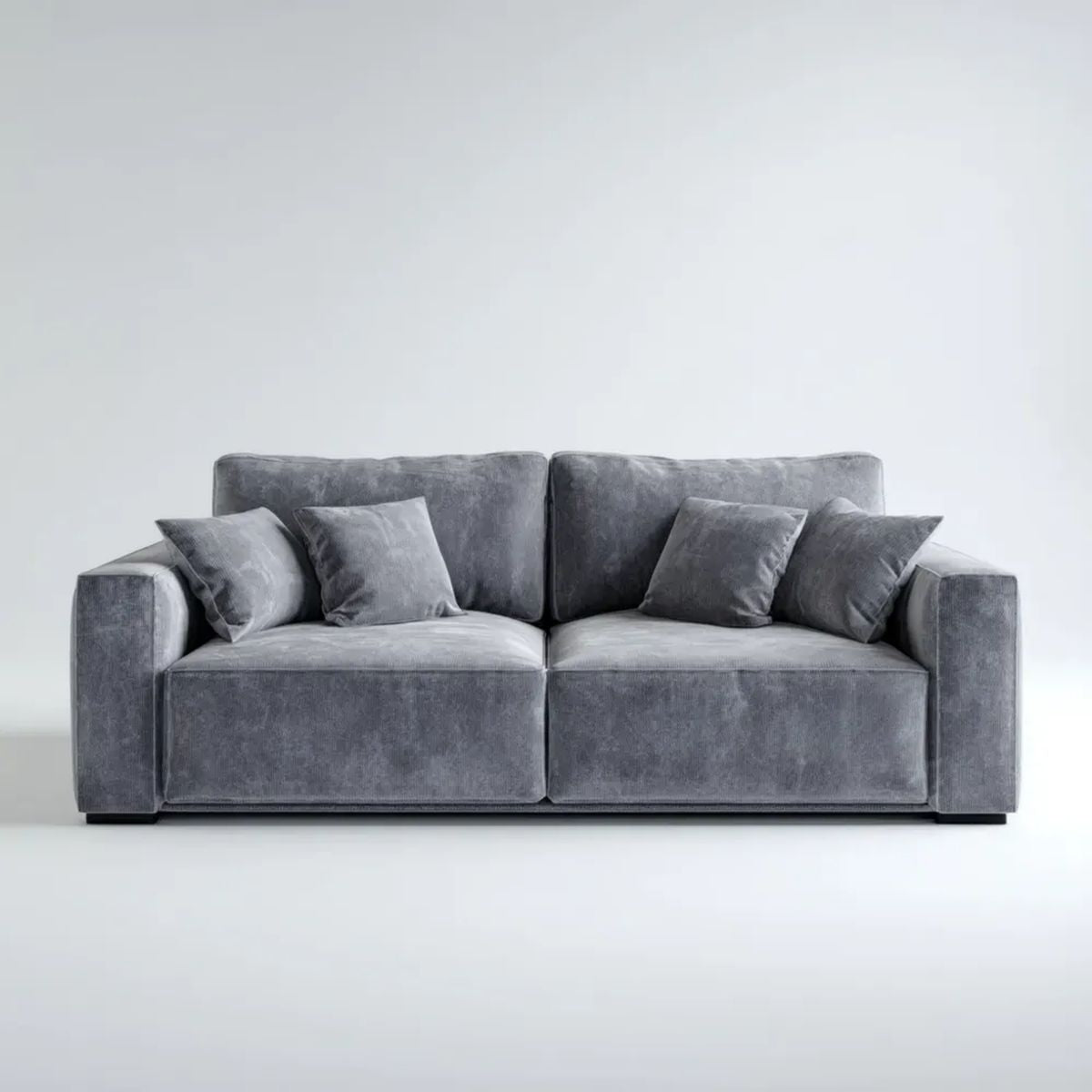 Dwuosobowa sofa z aksamitu w kolorze szarym, 220 x 100 x 85 cm