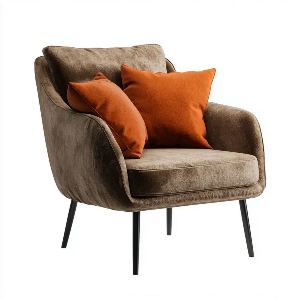 Fotel wypoczynkowy z mikrofibry taupe na stalowych nogach z 2 poduszkami, 78 × 82 × 88 cm