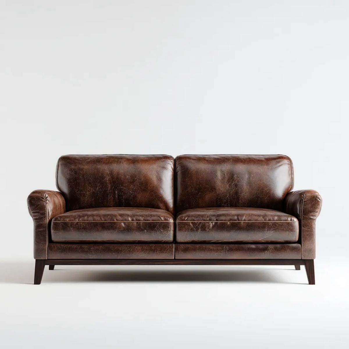Brązowa dwuosobowa sofa z tapicerką PU 160 × 85 × 85 cm