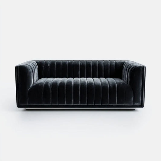 Dwuosobowa sofa aksamitna czarna 180 x 85 x 75 cm
