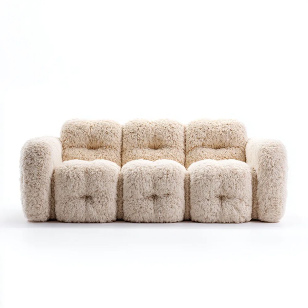 Trzyosobowa sofa kremowa z poliestru 230 x 100 x 75 cm