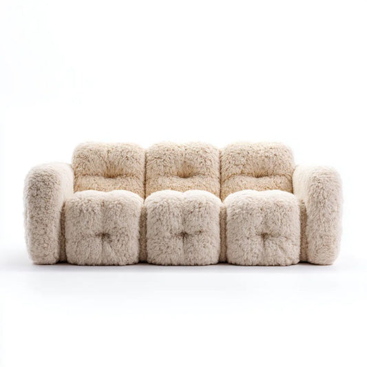 Trzyosobowa sofa kremowa z poliestru 230 x 100 x 75 cm