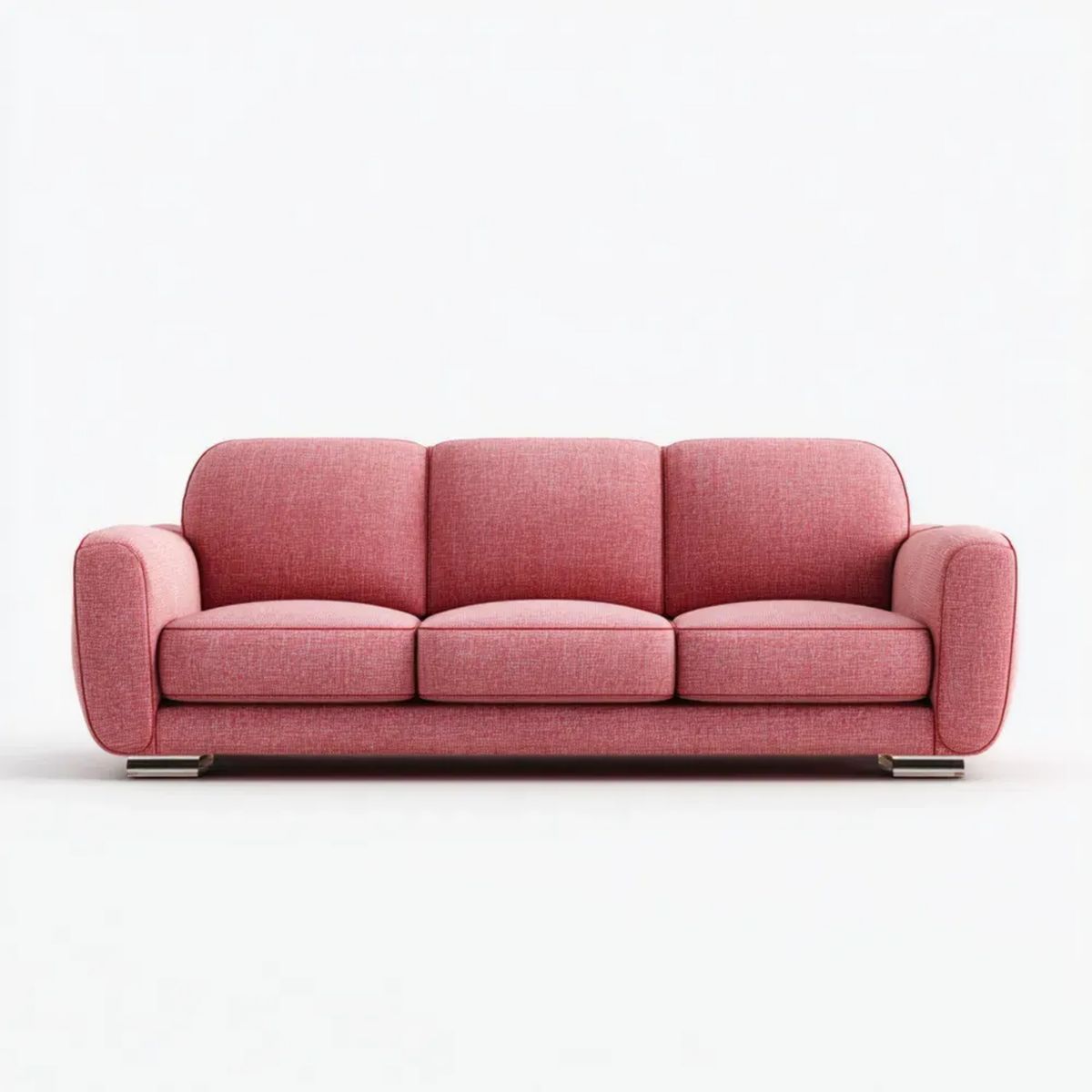 Trzyosobowa sofa różowa z tapicerką poliestrową, 220 × 90 × 85 cm