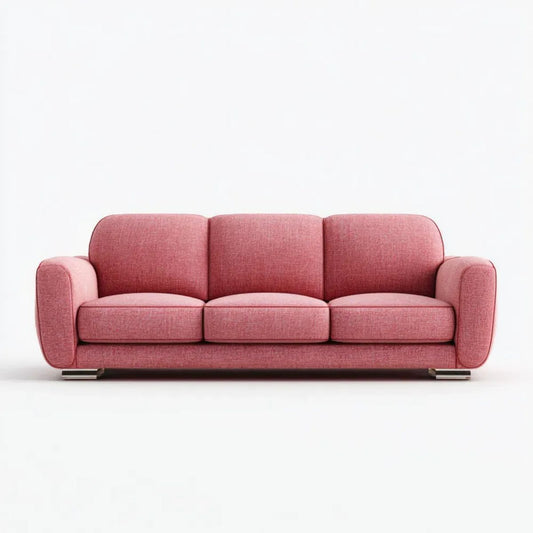 Trzyosobowa sofa różowa z tapicerką poliestrową, 220 × 90 × 85 cm