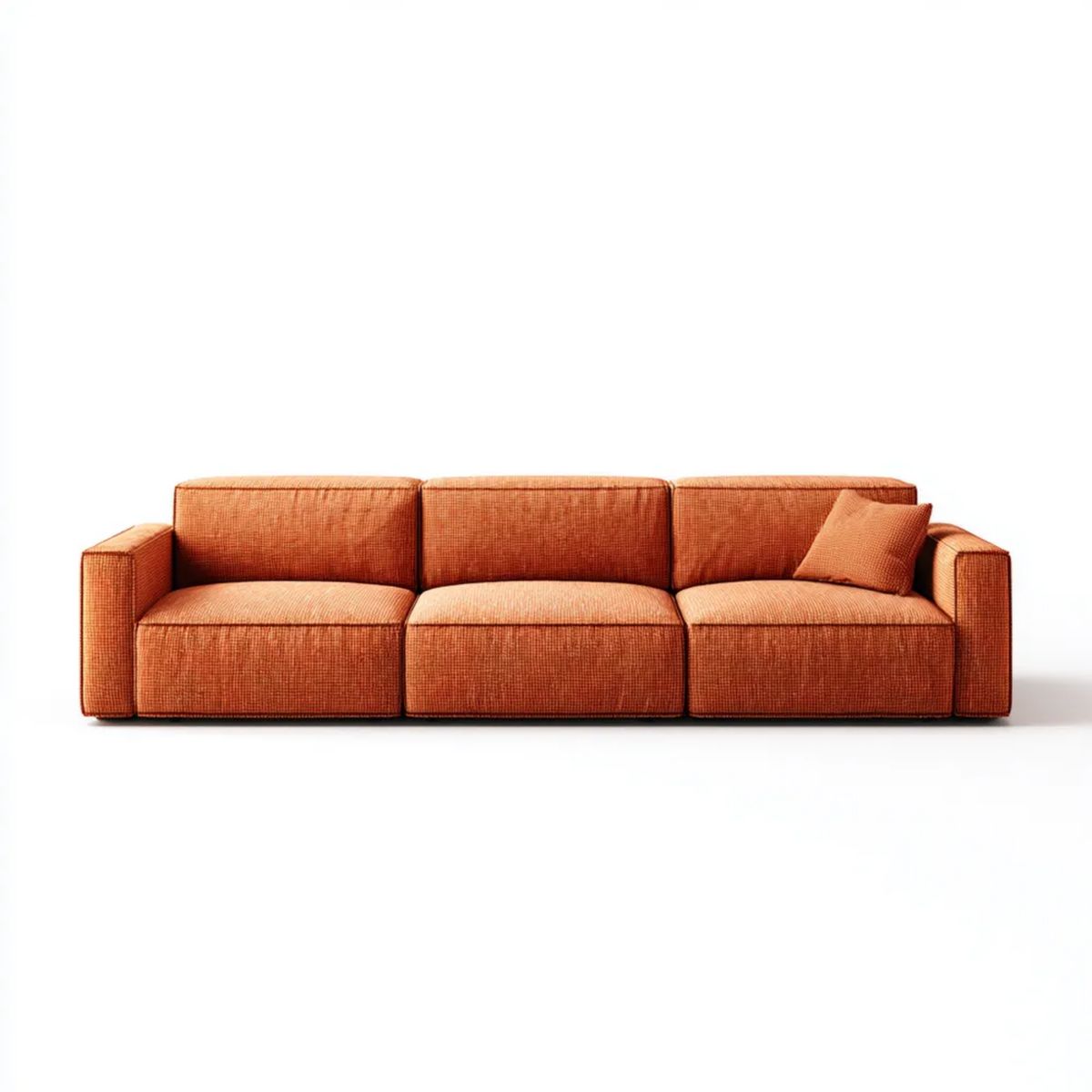 Trzyosobowa sofa z tapicerką poliestrową, pomarańczowa, 300 x 100 x 82 cm