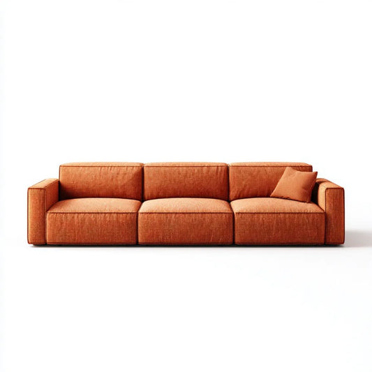Trzyosobowa sofa z tapicerką poliestrową, pomarańczowa, 300 x 100 x 82 cm
