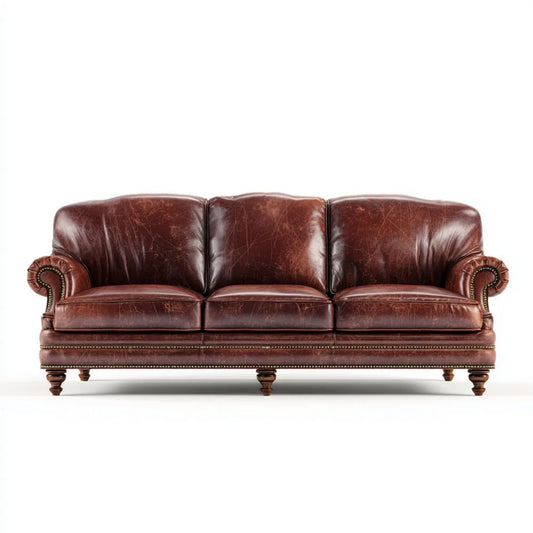 Trzyosobowa sofa brązowa z tapicerką PU, 220 x 90 x 92 cm
