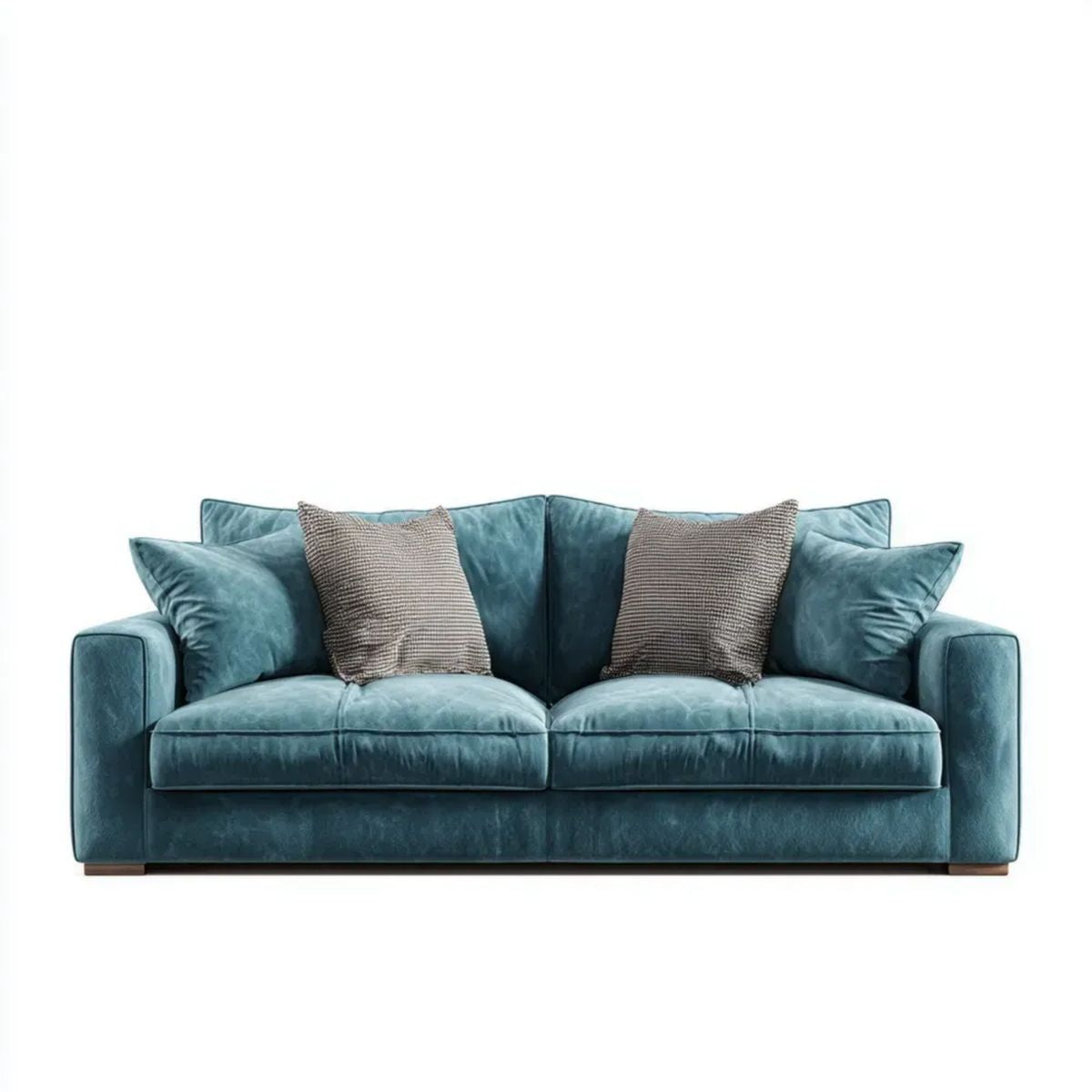 Trzyosobowa sofa z weluru poliestrowego, turkusowo-szara, 220 × 95 × 85 cm