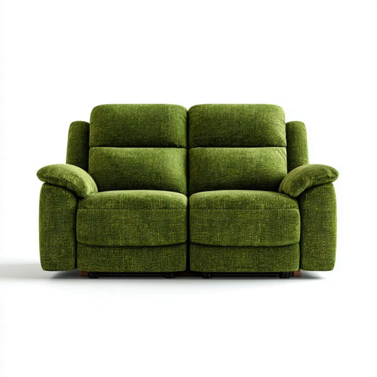 Zielona dwuosobowa sofa z funkcją relaks, tapicerka poliestrowa, 160 x 95 x 100 cm
