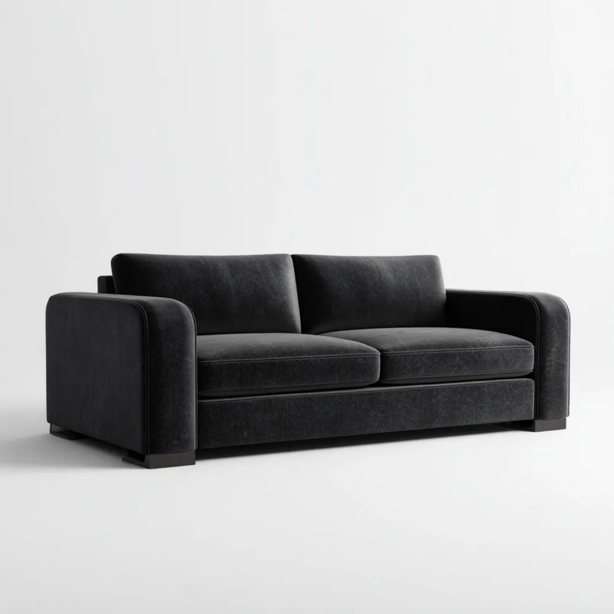 Dwuosobowa sofa z aksamitu czarna 180 x 90 x 78 cm