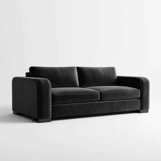Dwuosobowa sofa z aksamitu czarna 180 x 90 x 78 cm