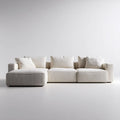Beżowa modułowa sofa trzyosobowa z szezlongiem, tapicerowana tkaniną, 290 x 100 x 78 cm