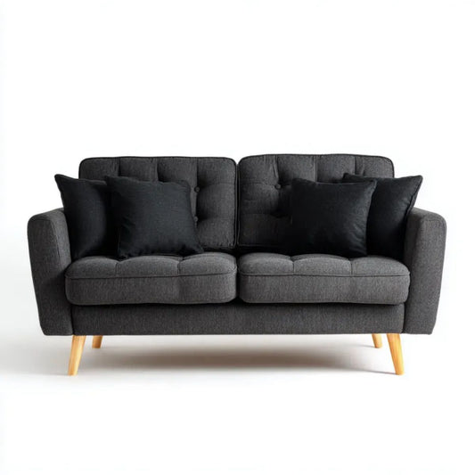 Grafitowa sofa dwuosobowa z tapicerką poliestrową, 150 × 85 × 85 cm