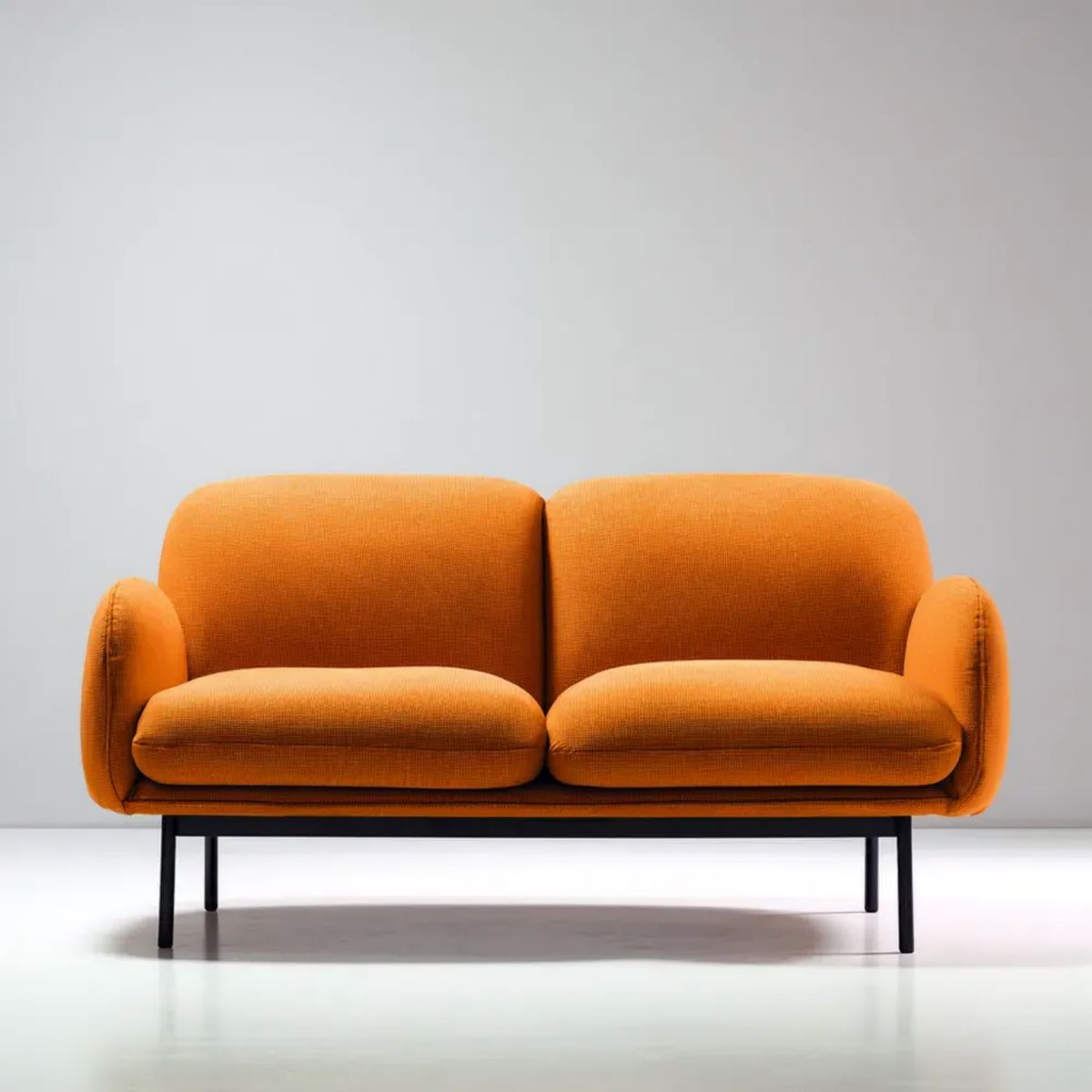 Pomarańczowa sofa dwuosobowa z tapicerką tkaninową 150 × 80 × 78 cm