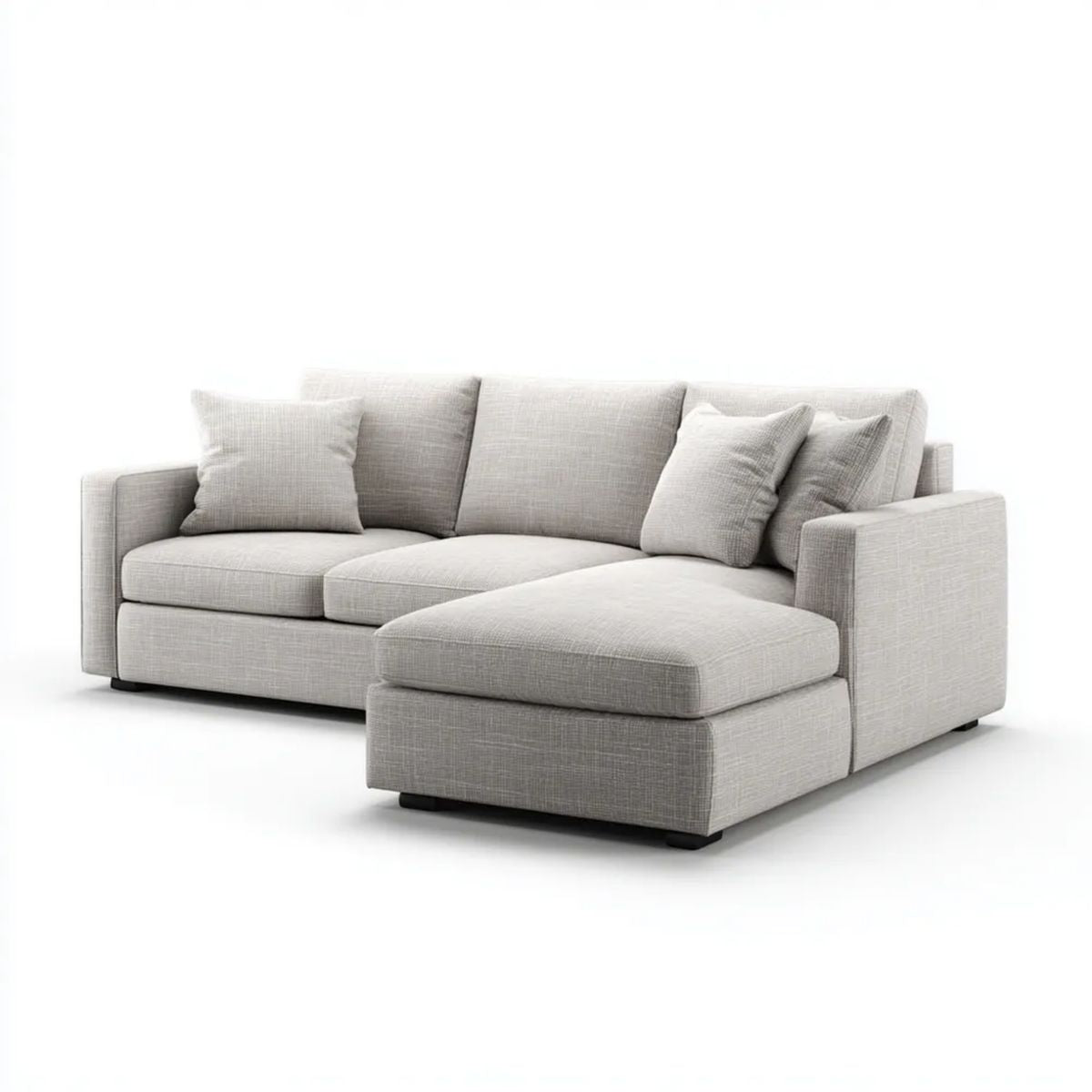 3-osobowa sofa narożna z tkaniny jasnoszara, prawostronna, 260 × 160 × 85 cm
