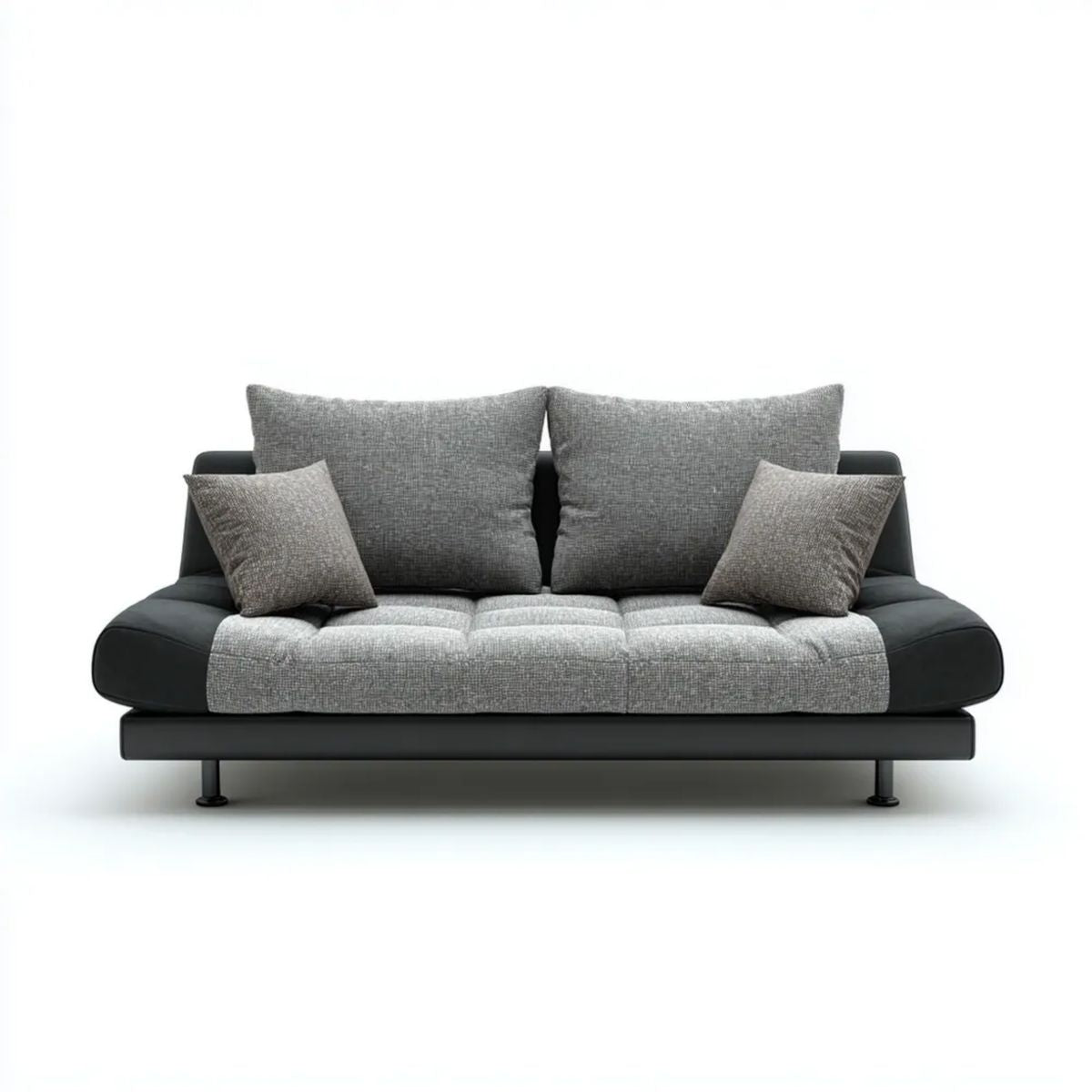 Sofa trzyosobowa szaro-czarna z tapicerką poliestrową 220 × 95 × 85 cm