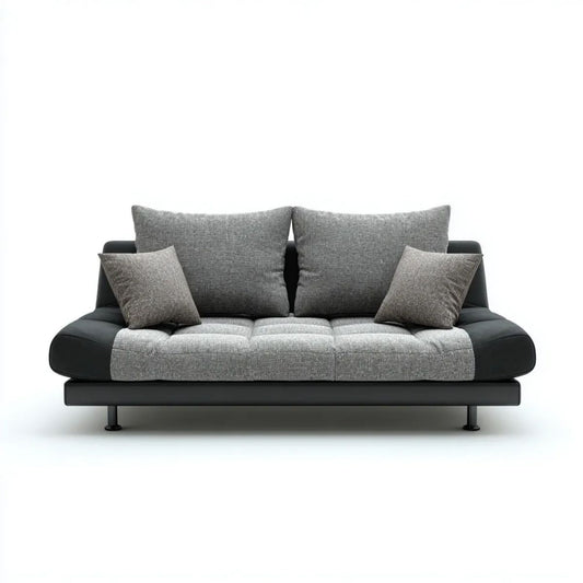 Sofa trzyosobowa szaro-czarna z tapicerką poliestrową 220 × 95 × 85 cm