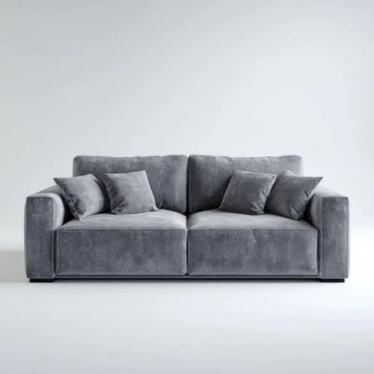 Dwuosobowa sofa z aksamitu w kolorze szarym, 220 x 100 x 85 cm