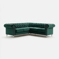 3-osobowa sofa narożna Chesterfield z weluru poliestrowego ciemnozielona 260 x 98 x 78 cm