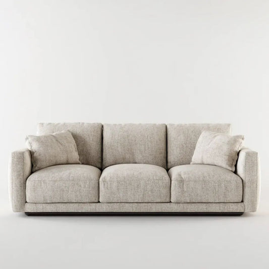 Trzyosobowa sofa beżowa z tapicerką poliestrową 230 × 95 × 85 cm