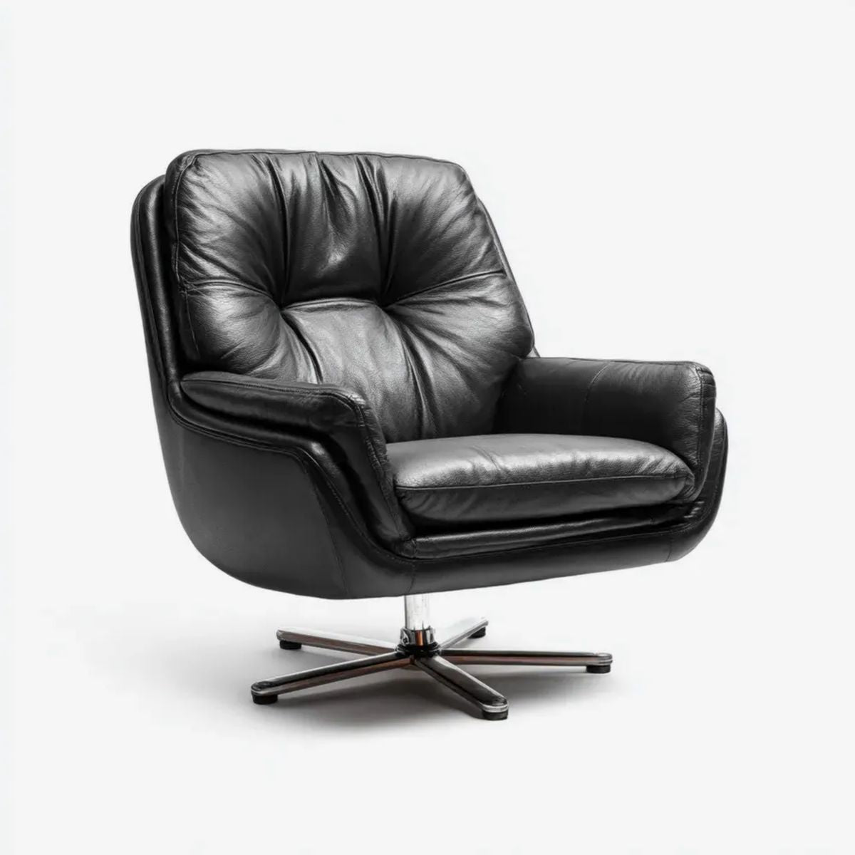 Czarny fotel obrotowy z ekoskóry PU 82 x 85 x 96 cm