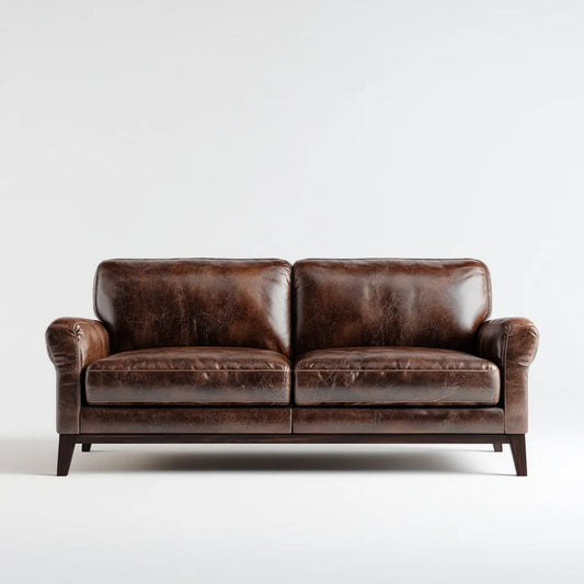Brązowa dwuosobowa sofa z tapicerką PU 160 × 85 × 85 cm